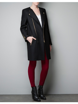 Zara fekete cipzár díszes kabát