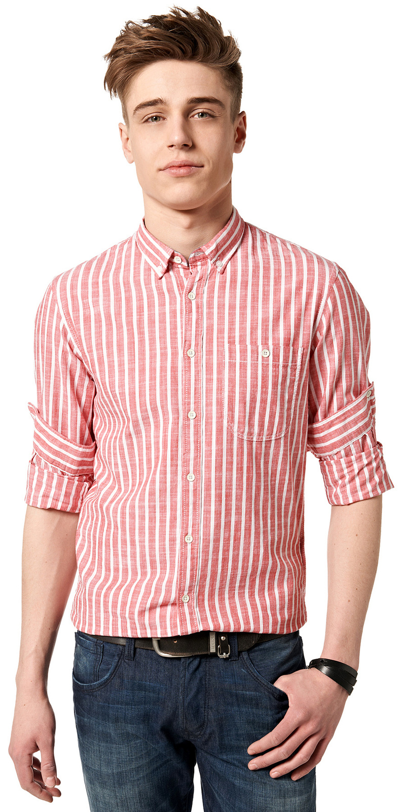 Tom Tailor piros-fehér csíkos ing fotója