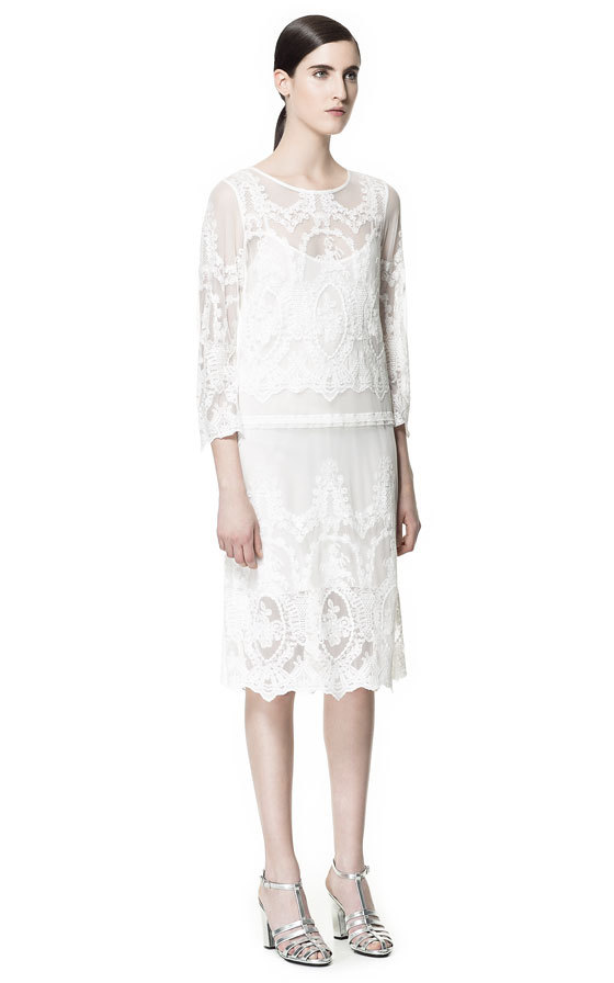Zara fehér csipke ruha fotója
