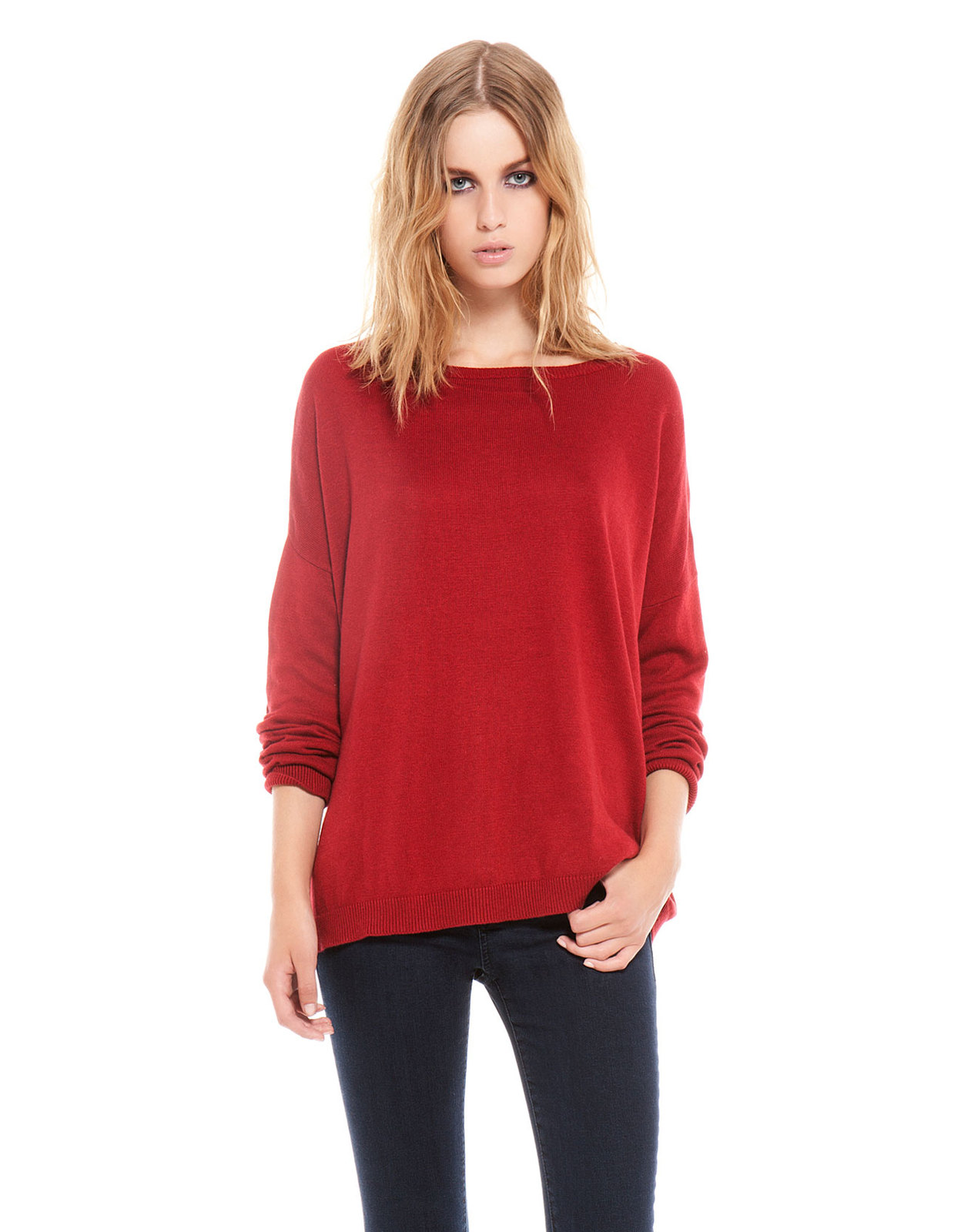 Bershka vörös színű kötött pulóver fotója