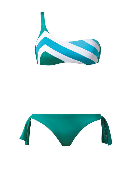 Calzedonia zöld oldaltkötős asszimetrikus női bikini fotója