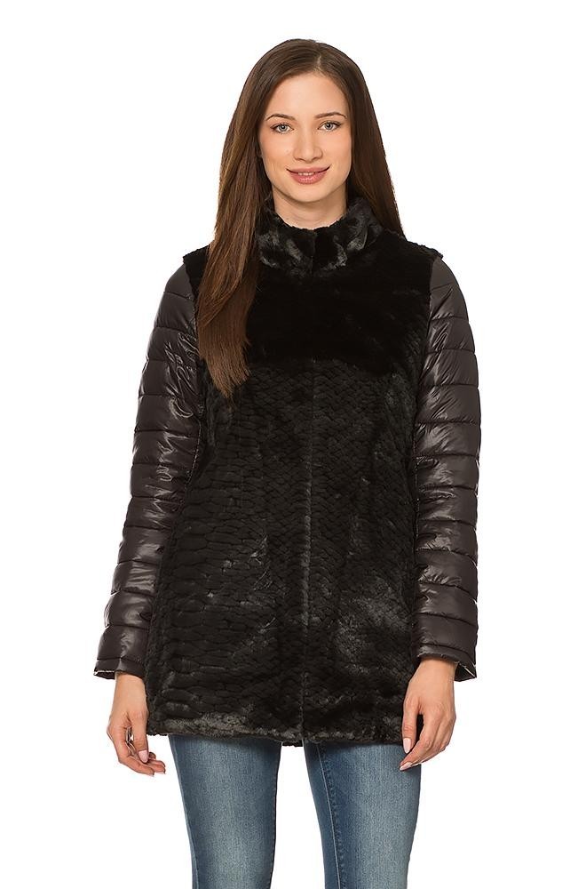 Orsay fekete női kabát prém betéttel fotója
