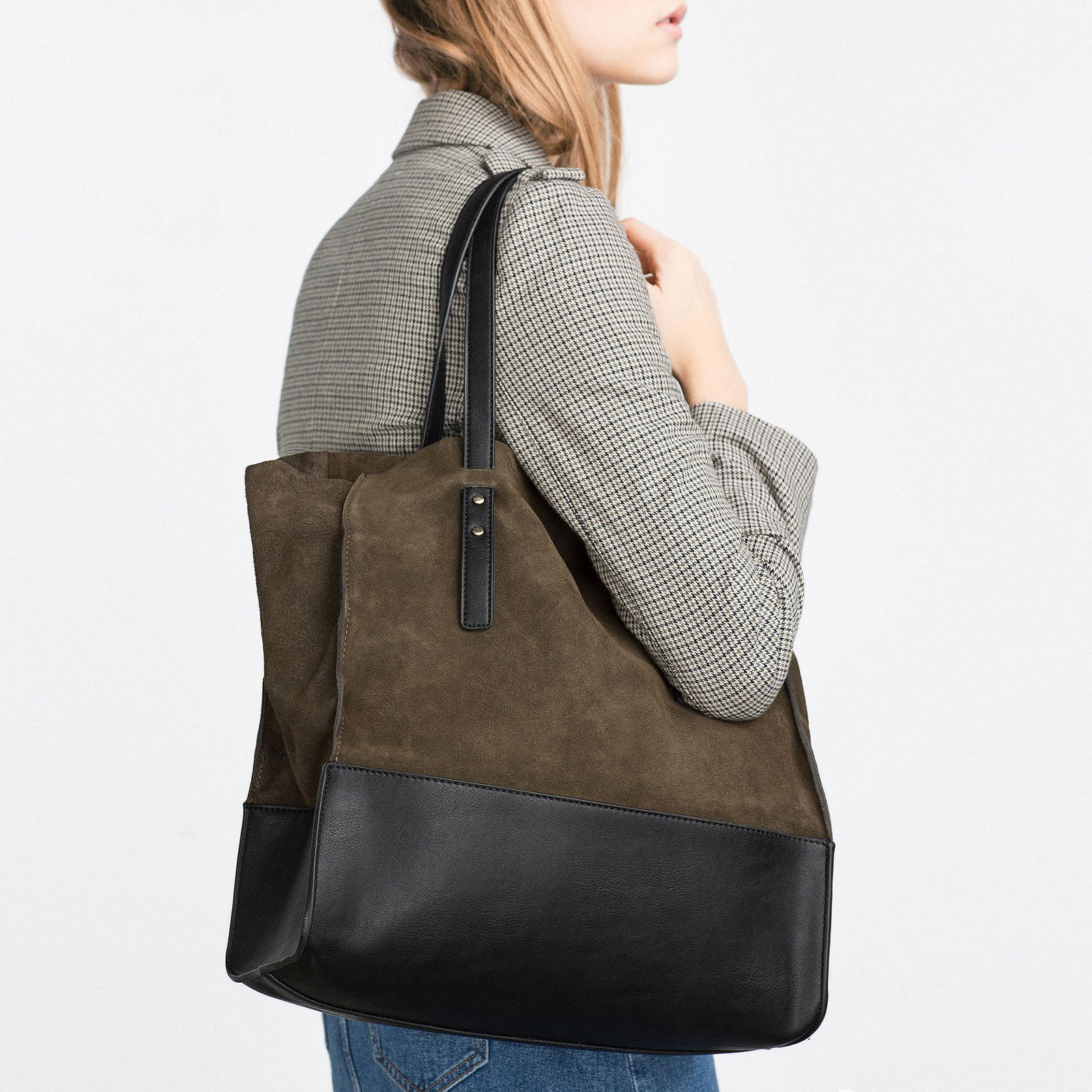 Zara kombinált bőr bevásárló táska 2015 fotója