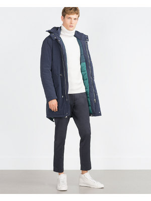 Zara kék kapucnis téli kabát