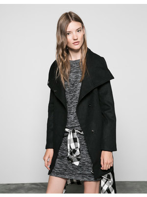 Bershka női fekete gyapjú kabát