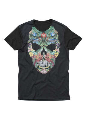 New Yorker virágos halálfejes szürke T-shirt