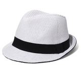 New Yorker fehér férfi textil kalap fekete szalaggal
