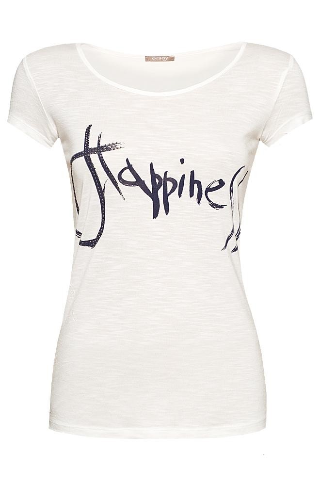 Orsay "Happiness" feliratos fehér T-shirt 2015.02.22 fotója