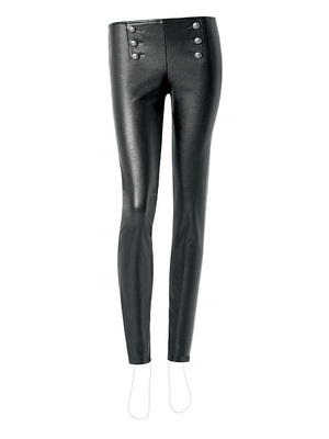 Calzedonia fekete bőrhatású leggings nagy gombokkal