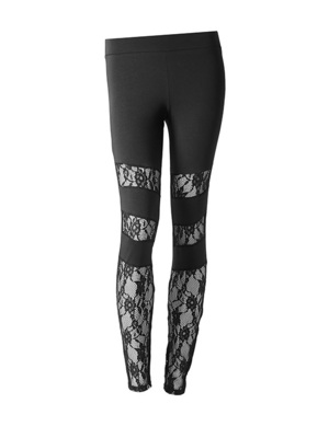 Calzedonia csipkebetétes fekete leggings