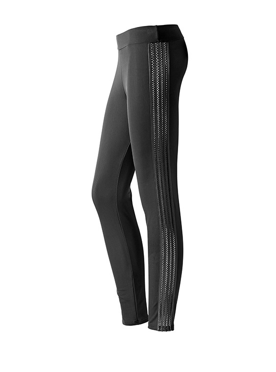 Calzedonia oldalt mintás fekete matt leggings fotója