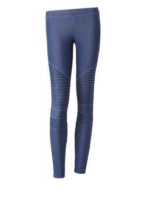 Calzedonia térdnél varrással díszített kék leggings