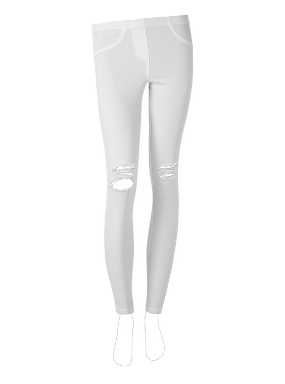 Calzedonia fehér térdnél szaggatott leggings fotója