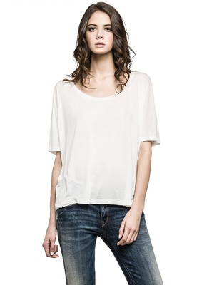 Replay női fehér dzsörzé túlméretezett póló