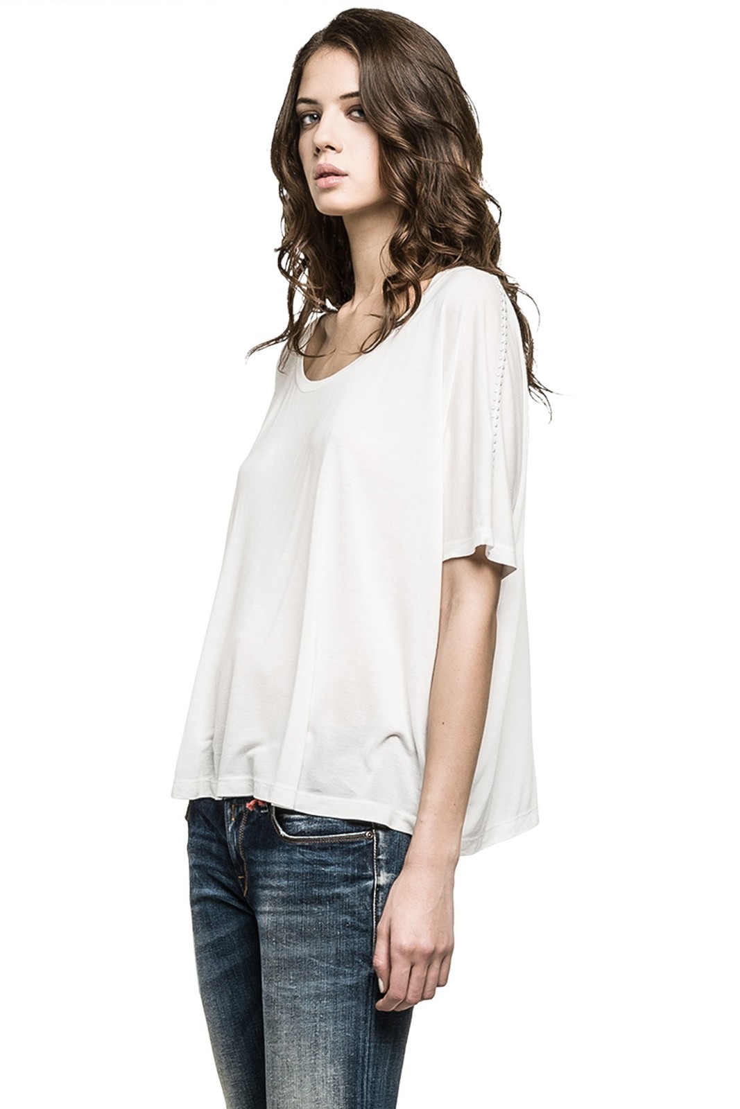 Replay női fehér dzsörzé túlméretezett póló 2015 fotója
