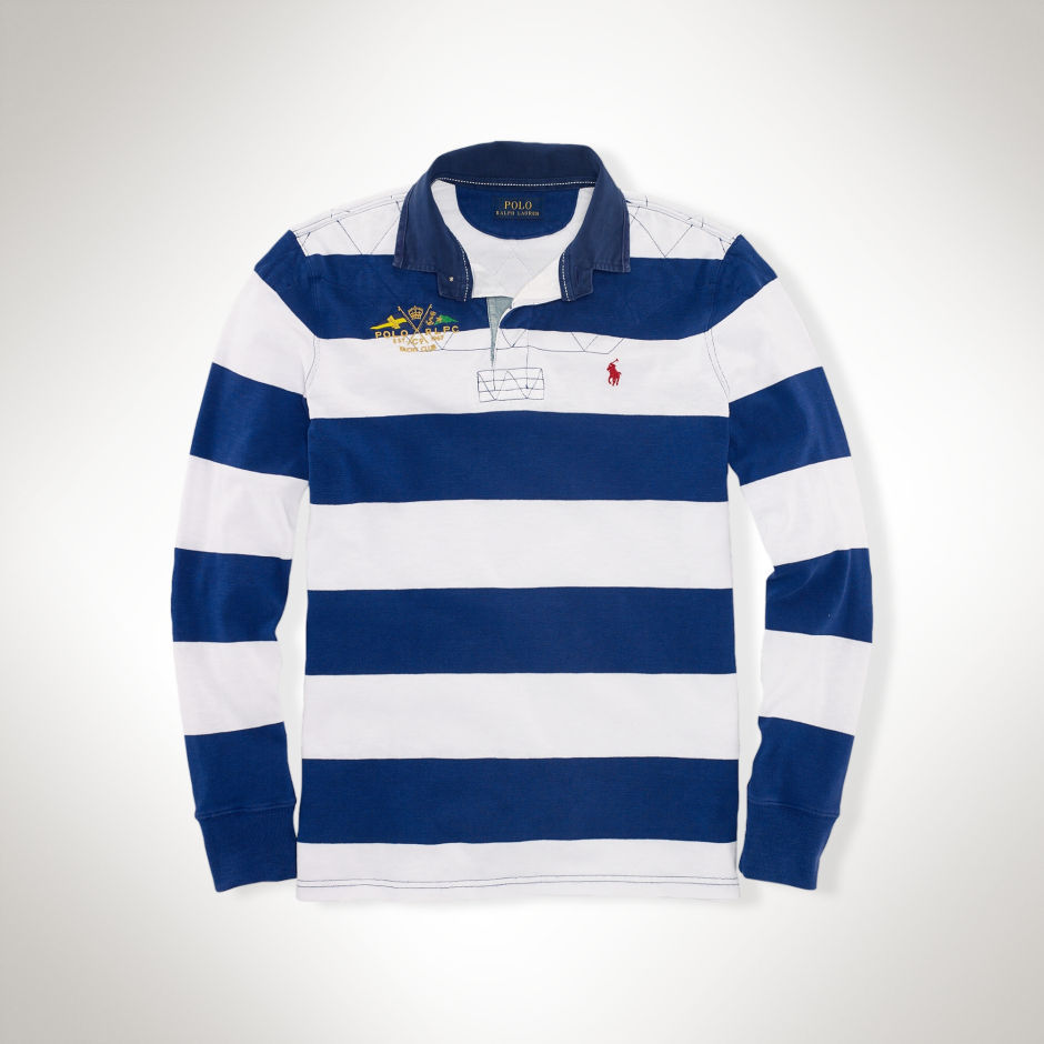 Ralph Lauren kék-fehér csíkos rugby pólóing fotója