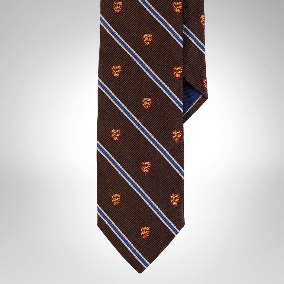 Ralph Lauren átlósan csíkos selyem vékony nyakkendő fotója