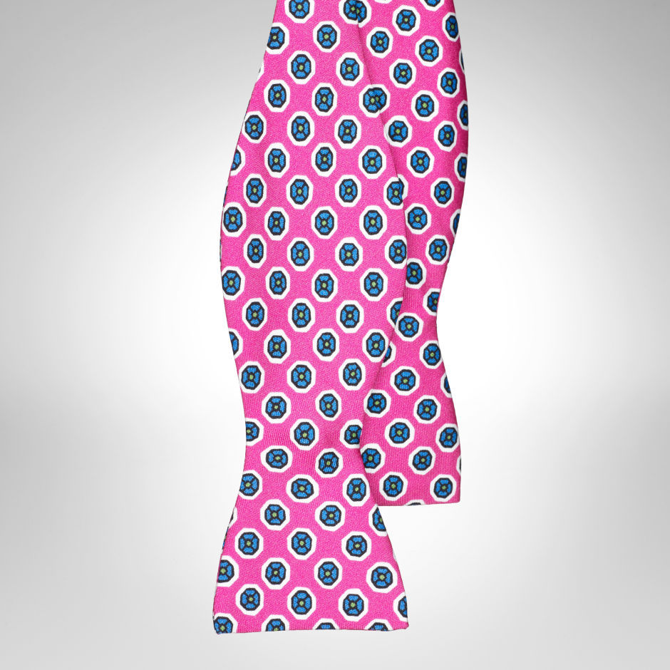 Ralph Lauren rózsaszín pöttyös selyem csokornyakkendő fotója