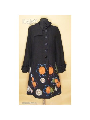 Desigual szövetkabát kabát női téli télikabát fekete mintás 38 as S M << lejárt 950807