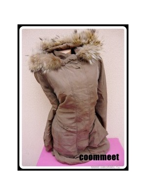 Barna, levehető kapucnis, szűkíthető kabát (XL) << lejárt 114252