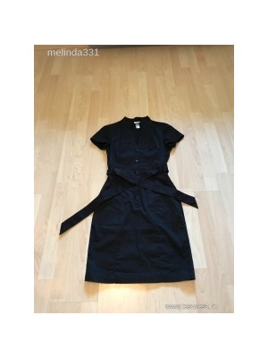 Csodaszép fekete H&M egész ruha, derékban kötővel 36 << lejárt 685907
