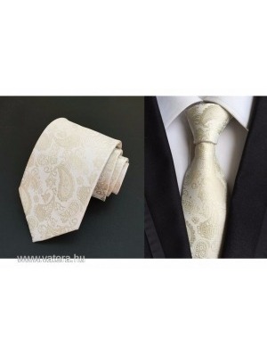 Menyasszony vőlegény esküvői alkalmi törtfehér nyakkendő bézs,ivory << lejárt 289210