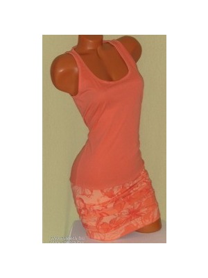 Korall színű trikó fazonú nyári női ruha M << lejárt 393872