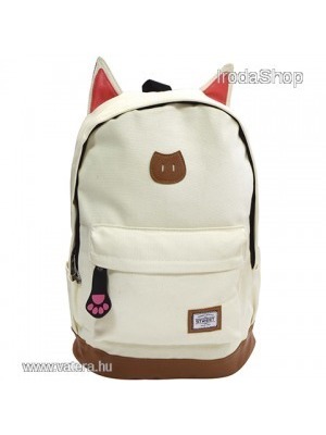 Street Cat cicafüles fehér iskolatáska, hátizsák << lejárt 654025