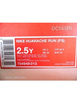 Eredeti Nike Huarache gyerek fiú cipő sportcipő 34 34-es BTH:21,5cm Újszerű << lejárt 707268