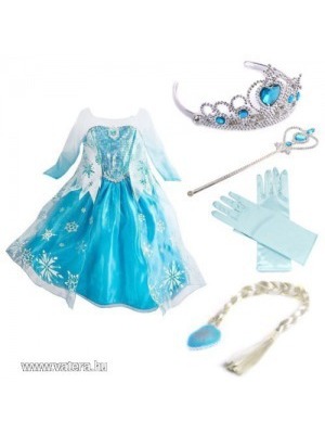 Elsa, Jégvarázs jelmez ruha M-es + ajándék korona, hajfonat, pálca, kesztyű kiegészítő KÉSZLETEN! << lejárt 394096