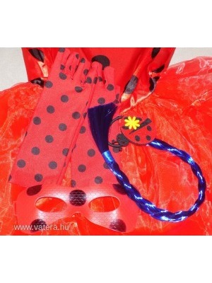 Miraculous - Ladybug Katicabogár hajfonat, maszk és kesztyű szett jelmez kiegészítő ÚJ! << lejárt 954230