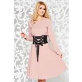 Rózsaszínű LaDonna hétköznapi elegáns harang ruha enyhén elasztikus szövet övvel ellátva << lejárt 222185