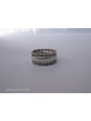 3 darab együtt hordható ezüst gyűrű, virágos és sima karika gyűrűk ---- 1 Ft! << lejárt 280556