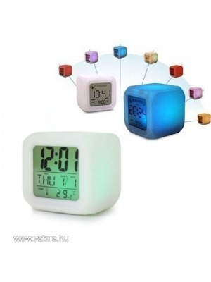 7 LED színváltó Digitális hőmérő ébresztős óra << lejárt 775606