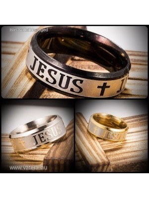 Jesus Jézus feliratú gyűrű arany ezüst fekete szín << lejárt 164474