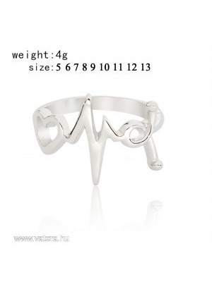 1db Női aranyos divatos szív EKG jel gyűrű ékszer ajándék kiegészítő << lejárt 942748