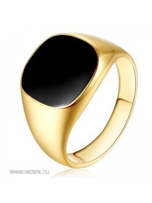 Férfi divat gyűrű 12 méret arany szín fekete köves rozsdamentes ötvözet - FoxPost 500-ért! << lejárt 179532
