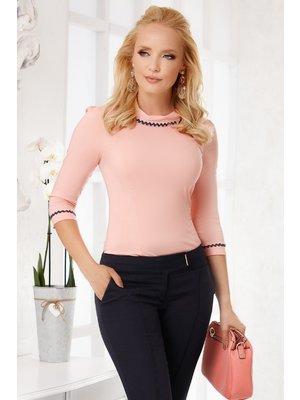 Világos rózsaszín elegáns pamutból készült szűk szabású női ing kerekített dekoltázssal << lejárt 228203