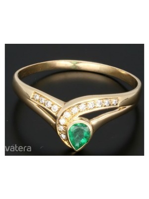 Smaragd brilliáns drágaköves arany gyűrű << lejárt 50512
