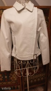 NŐi S-es női 36-os valódi bőr- fehér motoros dzseki fazonú bőrdzseki,bőrkabát << lejárt 7546989 6 fotója