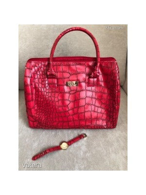 Nagyméretű piros táska, pénztárcával, órával << lejárt 428647