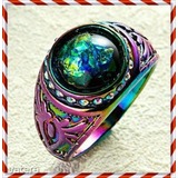 Gyönyörű titániummal bevont ezüst színjátszó tűz opál gyűrű 16,5 mm es A legújabb modell << lejárt 605361