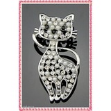 Csodás elegáns 6 cm picike kristály gyöngy cica macska bross kitűző << lejárt 945750
