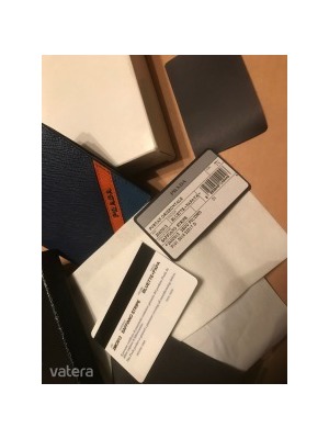 Új Új Prada 2M0912 Bluette Papaya saffiano stripe férfi pénztárca 8,5x10 cm << lejárt 254714