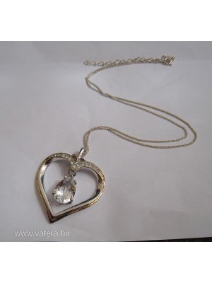 Különleges ezüst kelta nyaklánc, arany és ezüst nagy szívvel, kövekkel, hátoldalán felirattal << lejárt 65920