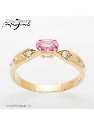 ER341 14k Gyémánt Rózsaszín Zafír Gyűrű << lejárt 955263