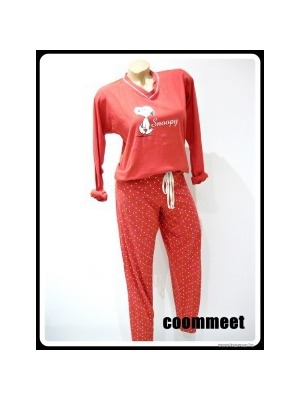 *Snoopy* piros, pöttyös alsós, pamut pizsama (M) << lejárt 773919
