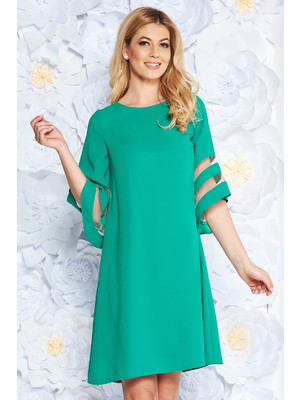 Zöld ruha elegáns bő szabású rugalmatlan szövet bő ujjú << lejárt 47257