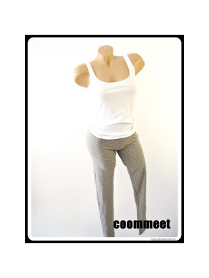 Fehér-szürke, bordázott felsős, pöttyös leggings alsós pizsama (36-38) << lejárt 358648