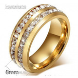 Esküvő - 2 soros kristály köves arany színű acél karika gyűrű 6&euro; << lejárt 266653